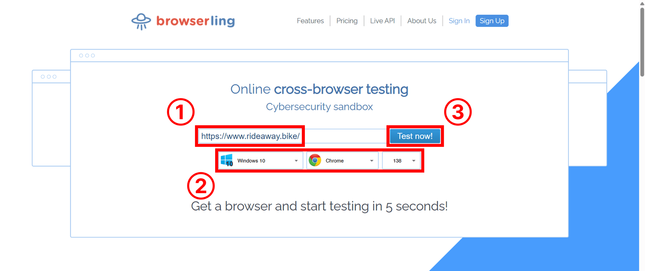 Browserling(ブラウザリング)で海外サーバーから該当のページを確認する